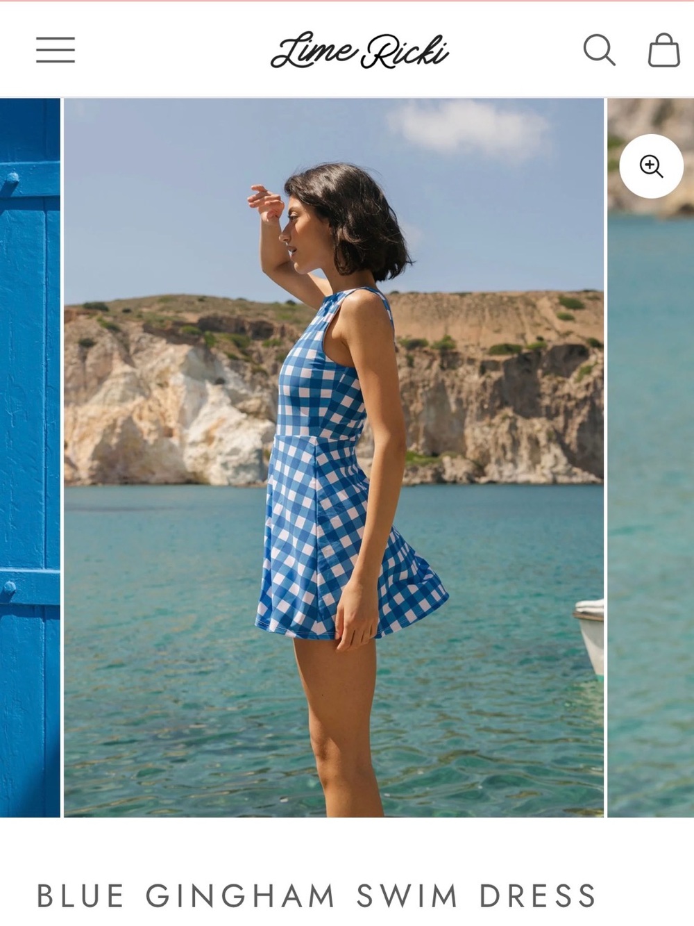 Lime Ricki Blue Gingham Swim Dress NWT